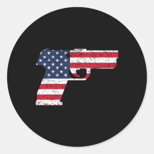 Pistool Amerikaanse Vlag 4 juli Vrijheid Ronde Sticker