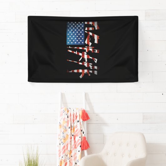 Pistool Amerikaanse vlag op 4 juli Spandoek (Insitu)