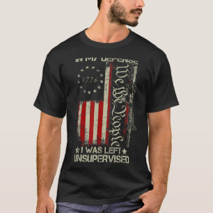 Pistool-Amerikaanse vlag op mijn verdediging... ik T-shirt
