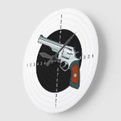 Pistool bereikdoel met revolver-pleistol grote klok (Hoek)