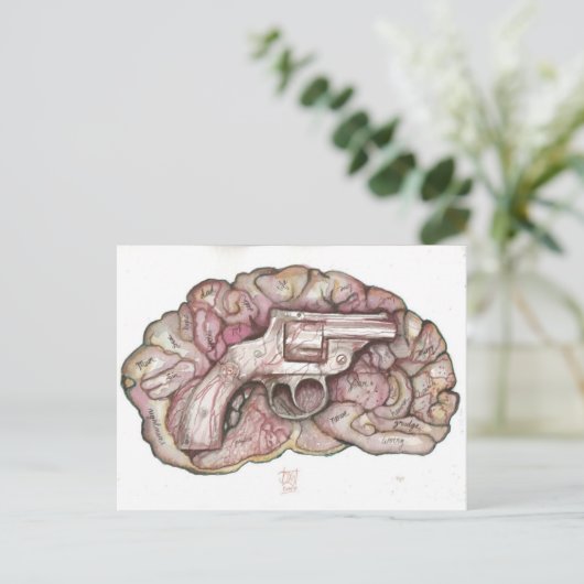 Pistool Brain Briefkaart (Staand voorkant)