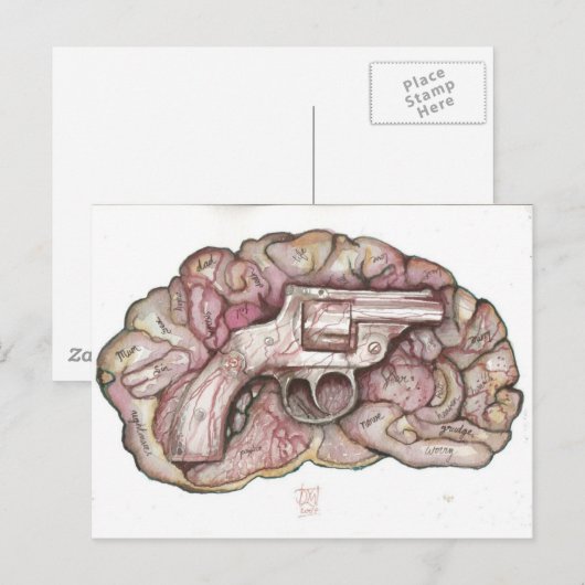 Pistool Brain Briefkaart (Voorkant / Achterkant)