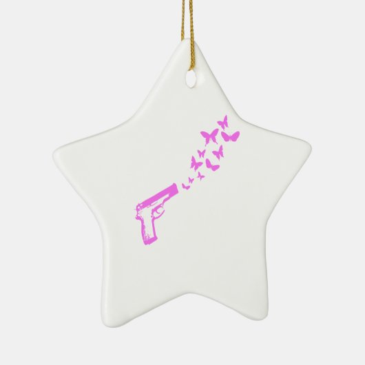 Pistool Butterflies Roze Keramisch Ornament (Rechts)