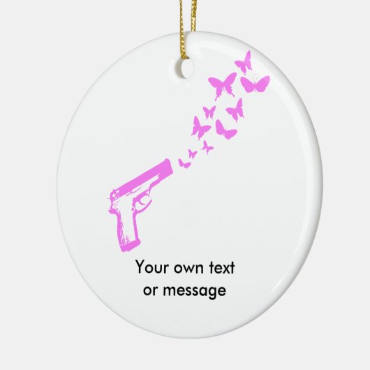 Pistool Butterflies Roze Keramisch Ornament (Links)