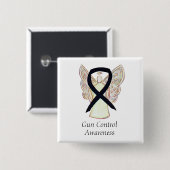Pistool Control Awareness Zwart lint Art Pin Butto Vierkante Button 5,1 Cm (Voorkant /achterkant)