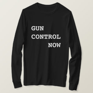 Pistool Control Now, vetgedrukte witte tekst, Prot T-shirt