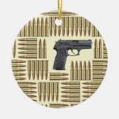 Pistool en kogels keramisch ornament (Voorkant)