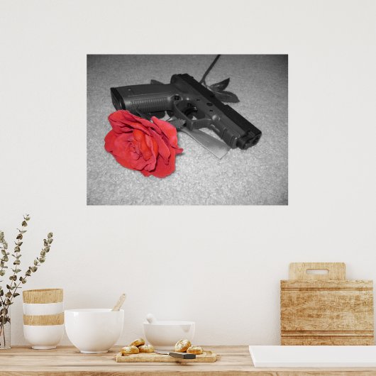 Pistool en Roos Poster (Keuken)