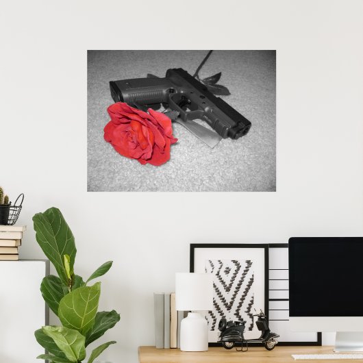 Pistool en Roos Poster (Thuiskantoor)