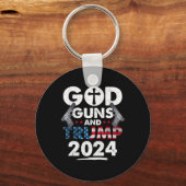 Pistool en Trump 2024 Amerikaanse vlag Sleutelhanger (Voorkant)