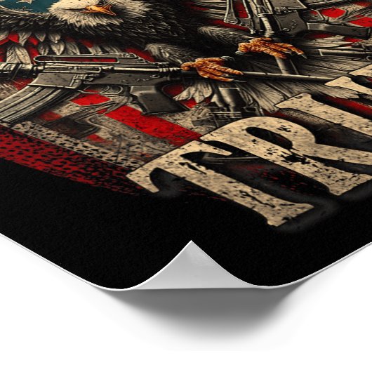 Pistool en Trump 2e amendement vlag Amerikaanse ad Poster (Hoek)