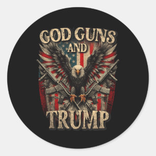 Pistool en Trump 2e amendement vlag Amerikaanse ad Ronde Sticker