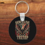 Pistool en Trump 2e amendement vlag Amerikaanse ad Sleutelhanger (Voorkant)