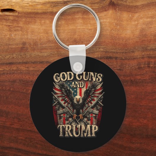 Pistool en Trump 2e amendement vlag Amerikaanse ad Sleutelhanger (Voorkant)