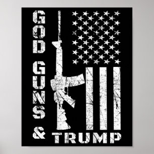 Pistool en Trump 2e wijzigingsvlag AR15 (terug) Poster