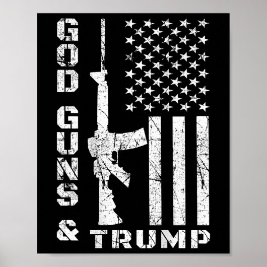 Pistool en Trump 2e wijzigingsvlag AR15 (terug) Poster (Voorkant)