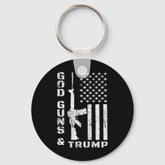 Pistool en Trump 2e wijzigingsvlag AR15 (terug) Sleutelhanger (Voorkant)