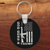 Pistool en Trump 2e wijzigingsvlag AR15 (terug) Sleutelhanger (Voorkant)