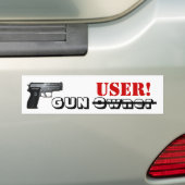 PISTOOL GEBRUIKER!, BUMPERSTICKER (Op auto)