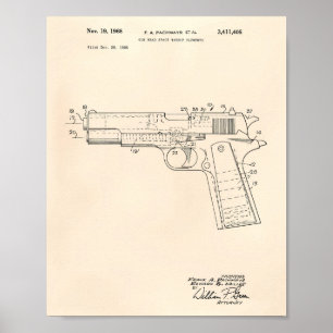 Pistool Head Space 1968 Patent Art Old Peper Poster