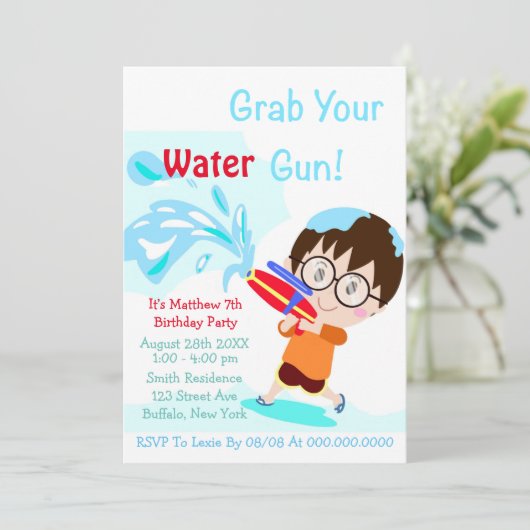Pistool jongen Birthday party-uitnodigingen (Staand voorkant)