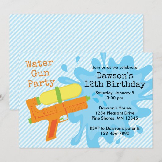 Pistool jongen Birthday party-uitnodigingen Kaart (Voorkant / Achterkant)