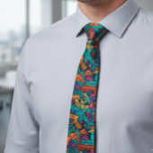 Pistool, kleurrijk afzuigspatroon stropdas