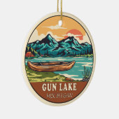 Pistool Lake Michigan Boating Vist Emblem Keramisch Ornament (Rechts)