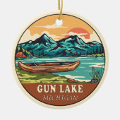 Pistool Lake Michigan Boating Vist Emblem Keramisch Ornament (Voorkant)