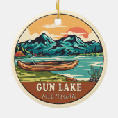Pistool Lake Michigan Boating Vist Emblem Keramisch Ornament (Achterkant)