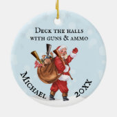 Pistool Lover Santa Decaan de zalen Monogram Naam Keramisch Ornament (Achterkant)