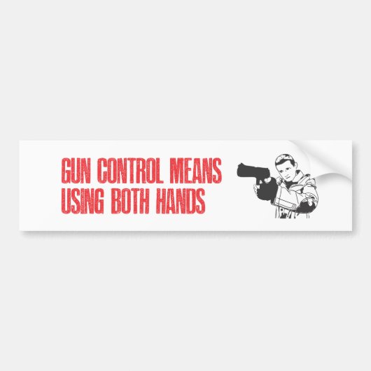 Pistool: met beide handen bumpersticker (Voorkant)