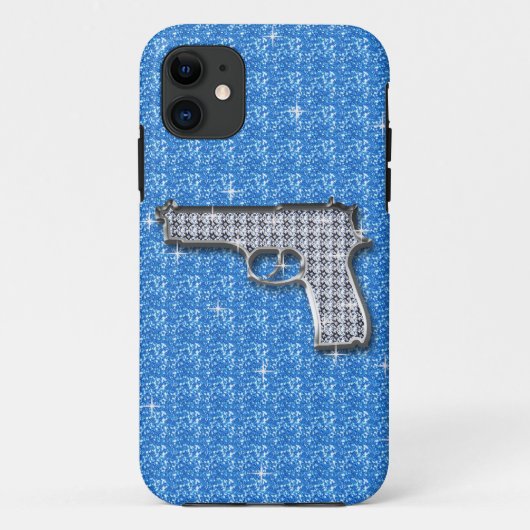 Pistool met blauwe band Case-Mate iPhone case (Achterkant)