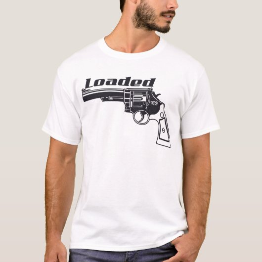 Pistool met geladen hand door Amerikaanse aangepas T-shirt (Voorkant)