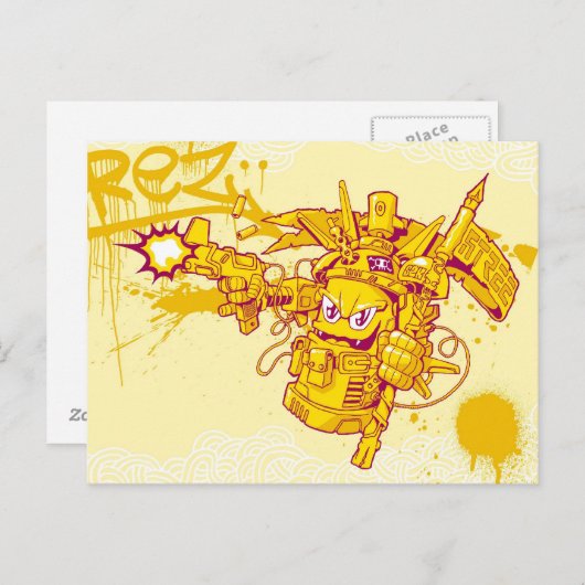 Pistool met graffit briefkaart (Voorkant / Achterkant)