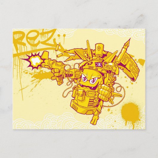 Pistool met graffit briefkaart (Voorkant)