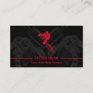 Pistool minimalistisch modern zwart rood Tattoo Visitekaartje