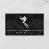 Pistool minimalistisch modern zwart Tattoo Visitekaartje (Voorkant)