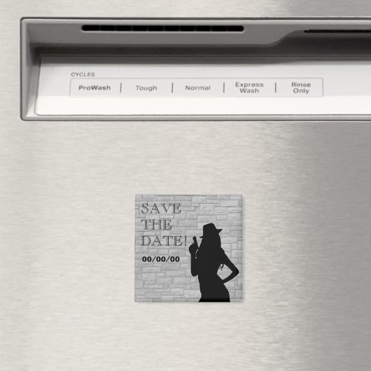 Pistool Moll Silhouette Save-the-Date Magneet (Insitu (Vaatwasser))