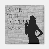 Pistool Moll Silhouette Save-the-Date Magneet (Voorkant)