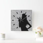 Pistool Moll Silhouette Vierkante Klok (Huis)