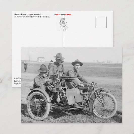 Pistool motorfietsmachine briefkaart (Voorkant / Achterkant)