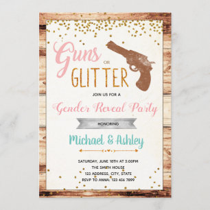 Pistool of glitter gender onthullen uitnodiging