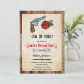 Pistool- of roos-gender onthullen uitnodiging (Staand voorkant)