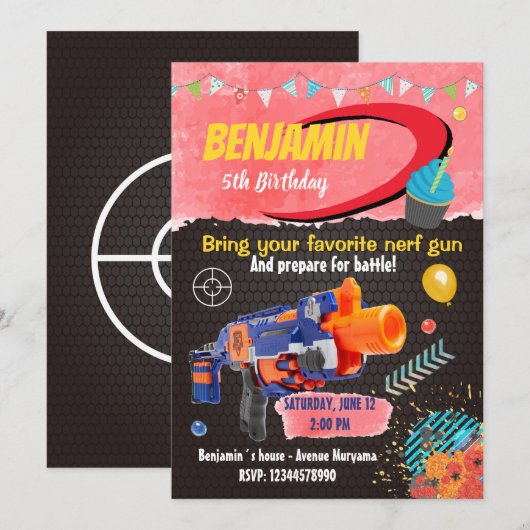 Pistool Oorlogsuitnodiging Kaart (Voorkant / Achterkant)