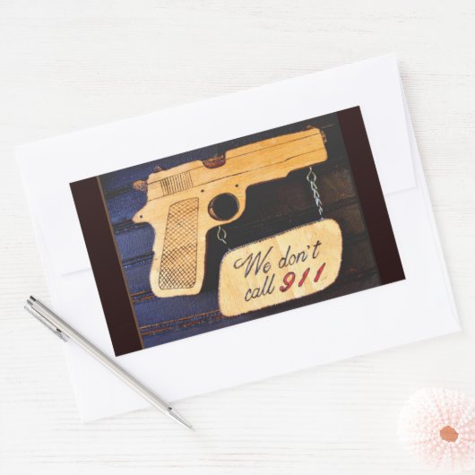 Pistool Rechthoekige Sticker (Envelop)