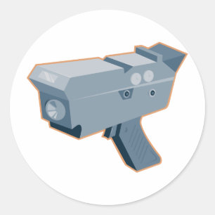 pistool retro van camera met mobiele snelheid ronde sticker