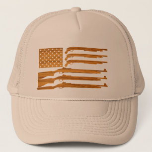 Pistool Rifle Flag Woodgrain Trucker Pet