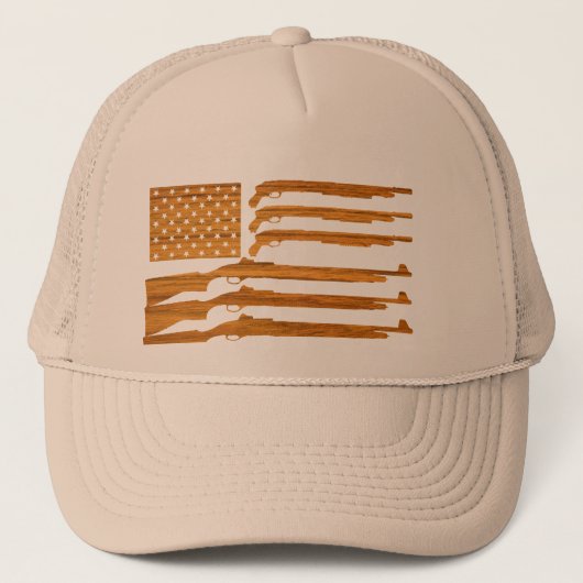 Pistool Rifle Flag Woodgrain Trucker Pet (Voorkant)