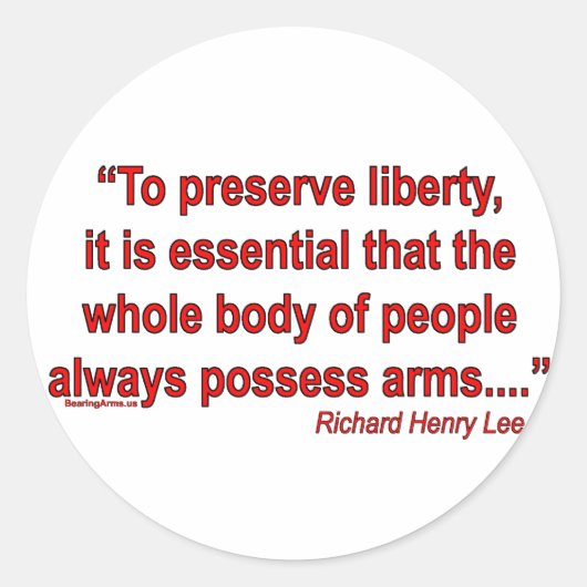 Pistool Rights - Richard Henry Lee Ronde Sticker (Voorkant)